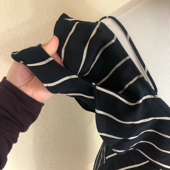 KENDALL+KYLIE Blue Pinstriped Ruffle Wrap Dress - Picture 5 of 6